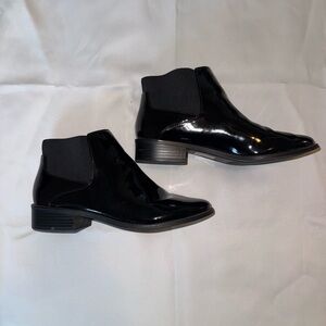 Aldo Black Patent Chelsea Ankle Boots